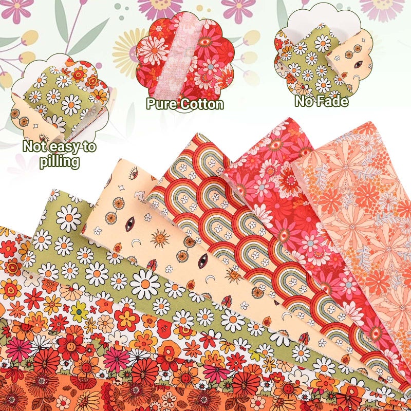 Sanixin 40 Pcs Boho Floral Cotton Jelly Roll Retro Boho Rainbow Fabric Strips for Quilting Crafting Precut Patchwork for Sewing DIY Crafts Cotton Fabric Bundles Strips 39.37 ? 2.55 Inch (Boho) - Image 4